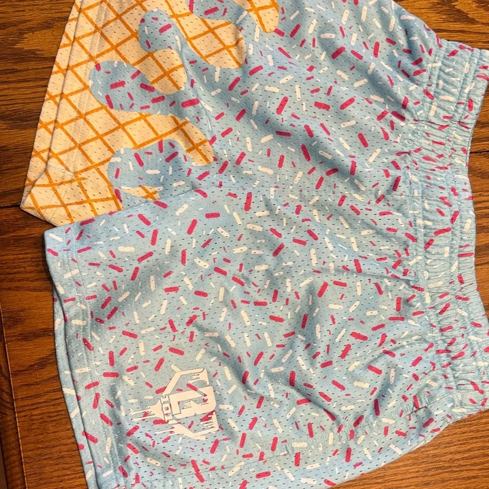 Baseball Lifestyle 101 Ice Cream Cone Print Blue Sprinkle Lounge Shorts - Picture 1 of 3